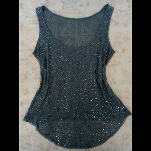 Rock & Republic Gunmetal Grey Beaded Tank